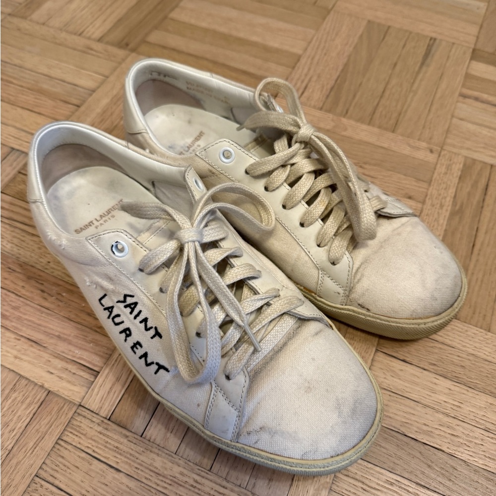 Yves Saint Laurent Cream/Off-White Low-Top Sneakers